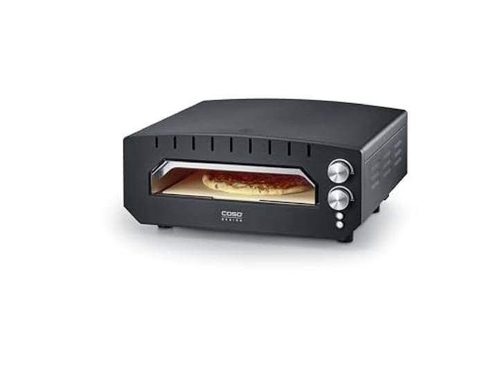 CASO PizzaChef 400° - elektrischer Pizza Ofen, 400°C heißer Steinofen für Pizza, Pinsa, Flammkuchen, Pizzastein aus Cordierit (33x33cm), Edelstahlinnenraum, fertige Pizza in 2-3 Minuten