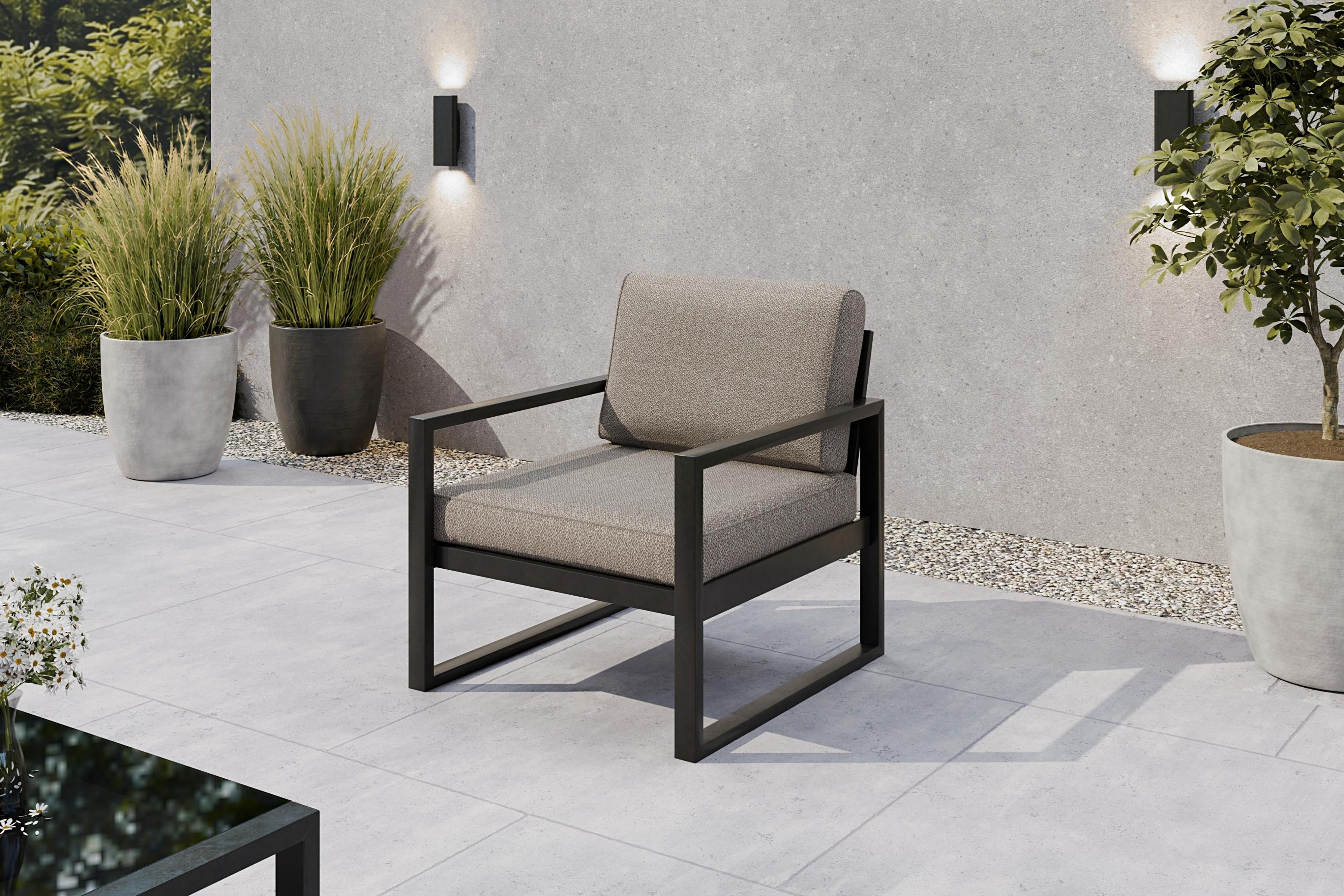 SOLAR Moderner Garten-Loungesessel mit Metallgestell - Wetterfeste Polster - Verschiedene Farben S/PD03