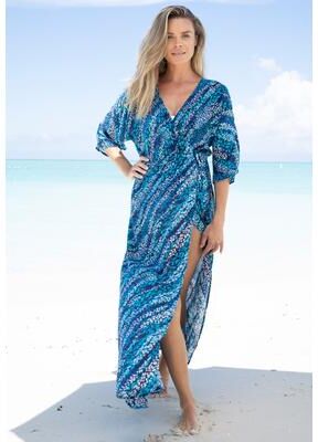 Plus Size Women's Faux-Wrap Swim Cover Up by Swim 365 in Multi Dot Animal (Size 34/36)