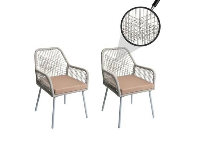 Mendler 2er-Set Gartenstuhl HWC-O12 Sitzpolster - grau, Bezug Taupe
