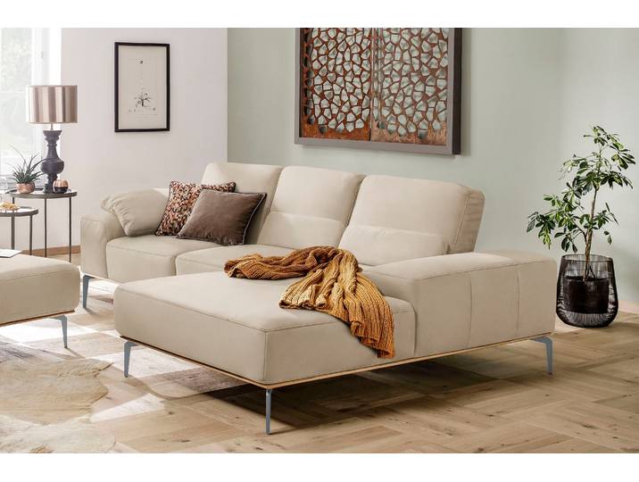 Ecksofa, Longlife Xtra-Leder, Elfenbein Z73, 279×178 cm, Sitztiefenverstellung, Modern, W.SCHILLIG