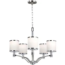 Kronleuchter Hängelampe Deckenleuchte Stahl Glas Chrom D 64,2  cm 5 Flammig