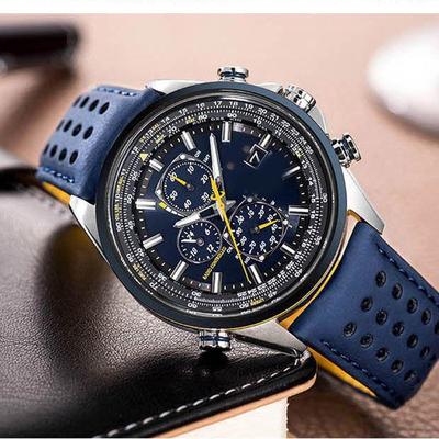 Friendly Fresh Finds Blue Angels Men's Military Aviation Chronograph Watch Band silvery