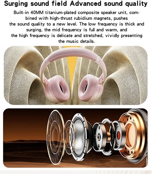 Yesido EP06 Wireless Bluetooth 5.3 RGB Headphones - Pink