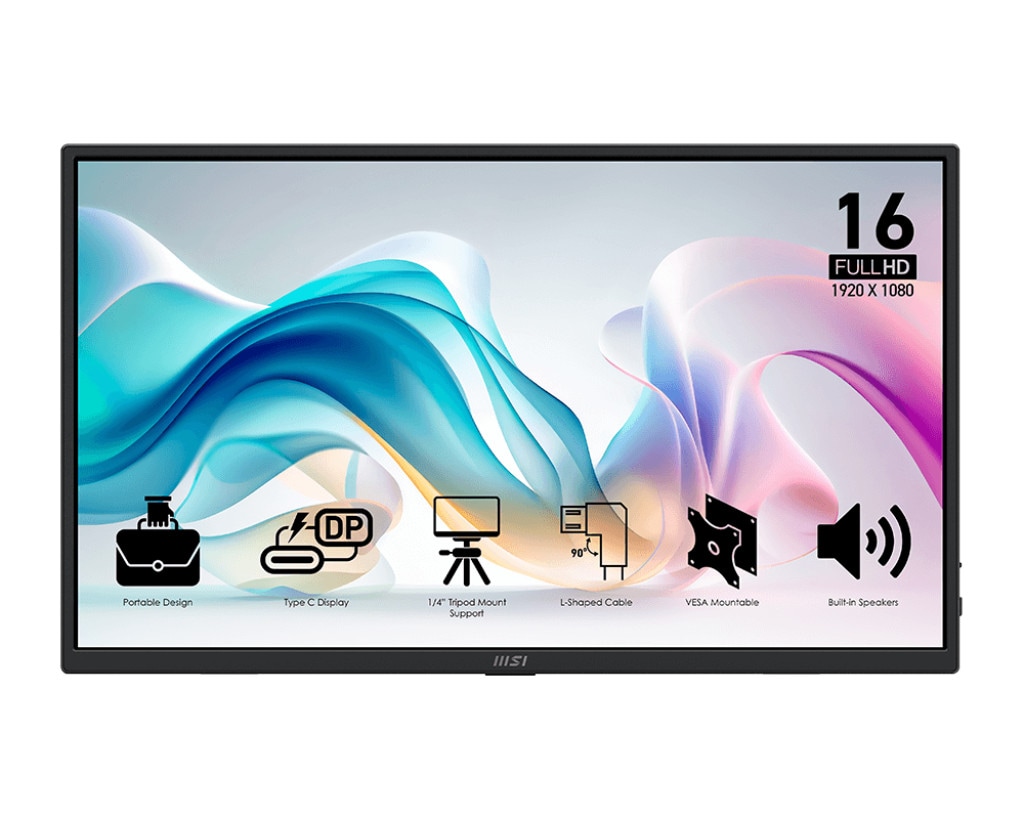 MSI Pro MP165DE E6 15.6 Zoll Full HD IPS Mobiler Monitor 60Hz 16:9 HDMI/2x USB-C mit Kickstand 9S6-3PE50M-002