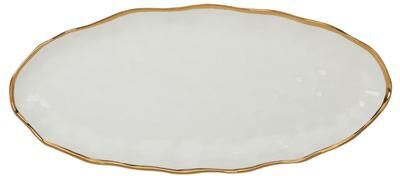 "Certified International Regency Gold Oval Fish Platter, 19.5"" X 8.5"" - 19.5"" x 8.5"" x 1.5"""