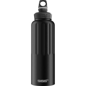 SIGG Trinkflasche WMB Traveller Black, kohlensäuregeeignet, aus Aluminium, schwarz, mit Schraubverschluss, 1,5 l