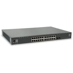LevelOne Switch Kilby Stackable 28 Gigabit Ehternet-Ports mit 24 Gigabit Ethernet-Ports , 2 10Gbe SFP+, 10 Gbe DPE Slot