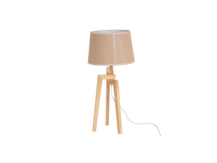 Tischlampe Leinen 66 cm, Beige, Holz, E27, 30x66x30 cm, Lampen & Leuchten, Innenbeleuchtung, Tischlampen