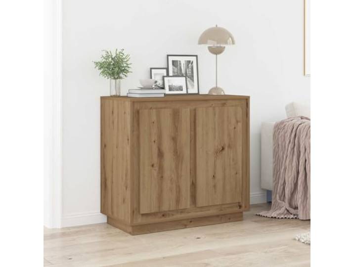 RJPLMFV Anrichte Eiche 80 x 40 x 75 cm Holz Regale, Türen mit Scharnieren, Aufbewahrung für Wohnzimmer, einfache Montage