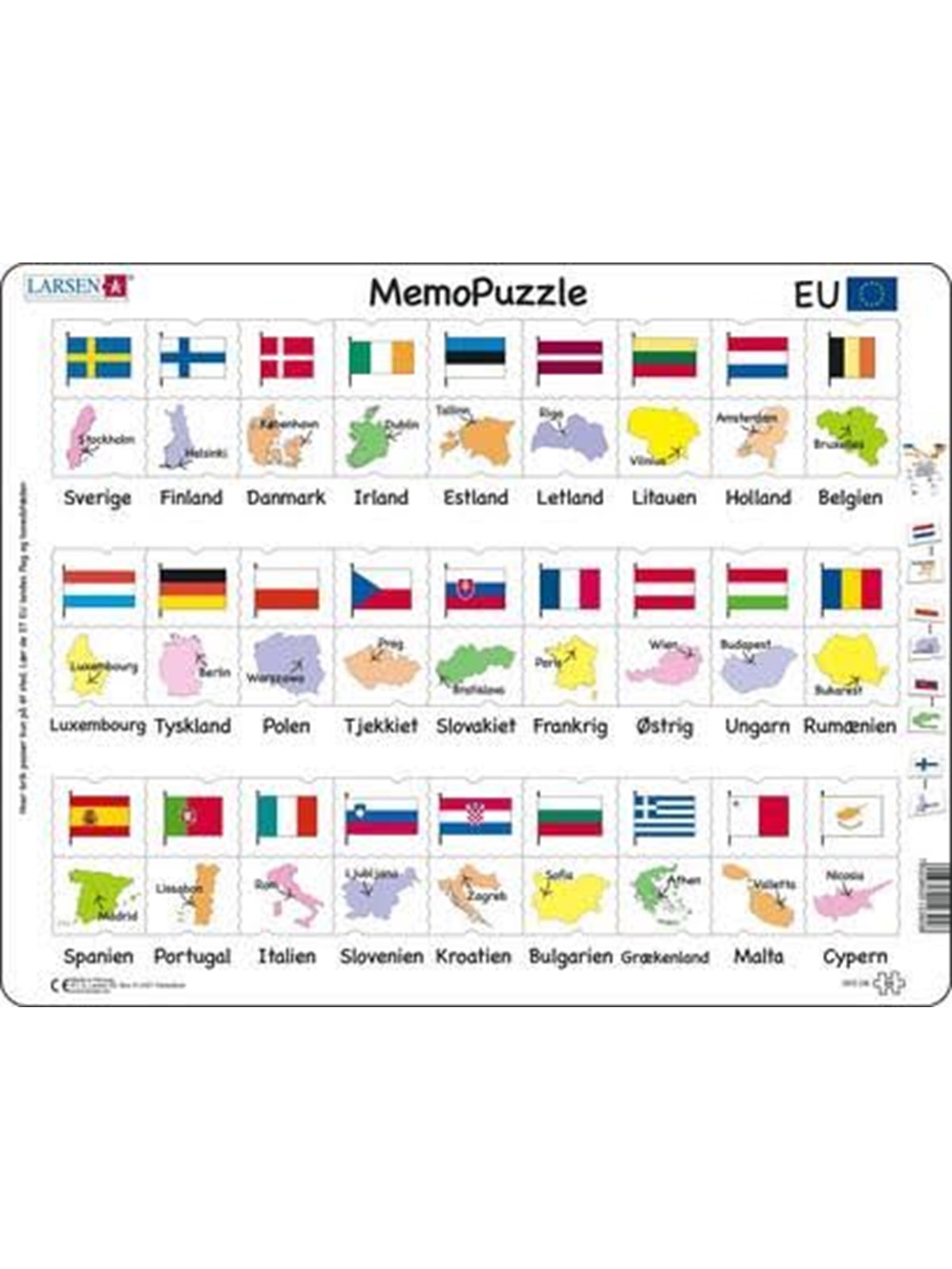 Larsen Puzzles Puzzle MemoPuzzle. Namen, Flaggen und Hauptstädte ti 2D Puzzles