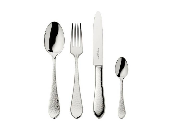 Robbe & Berking Besteck-Set Menübesteck-Set 4-tlg. Martelé 150 g versilbert (4-tlg), 150 g massiv versilbert, Menübesteck-Set, 4-tlg., 150 g massiv versilbert, silber