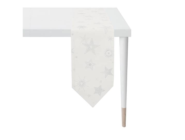 Tischband APELT 8150 , weiss (gebrochenes weiß, silberfarben), B:21cm L:175cm, Jacquard, Tischdecken, Tischband, in verschiedenen Grössen erhältlich