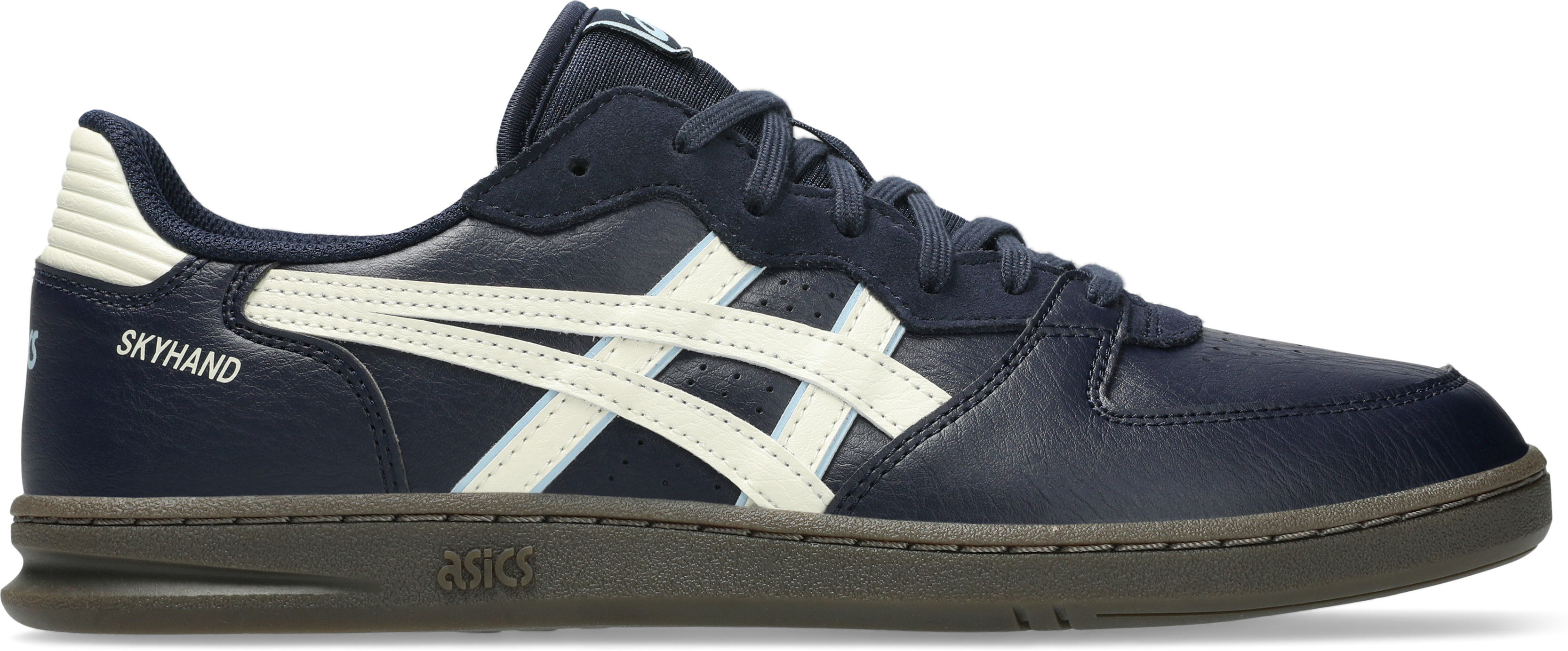 Sneaker ASICS SPORTSTYLE "SKYHAND OG", Damen, Gr. 46, blau (midnight, ivory), Leder, Schuhe Sneaker midnight, ivory 46