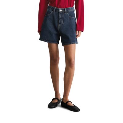 Shorts MARC O'POLO DENIM "aus Rigid Denim", Damen, Gr. 30, Normalgrößen, blau (medium blau), Denim/Jeans, Obermaterial: 100% Baumwolle, unifarben, relaxed fit 7/8-Länge, Hosen Shorts