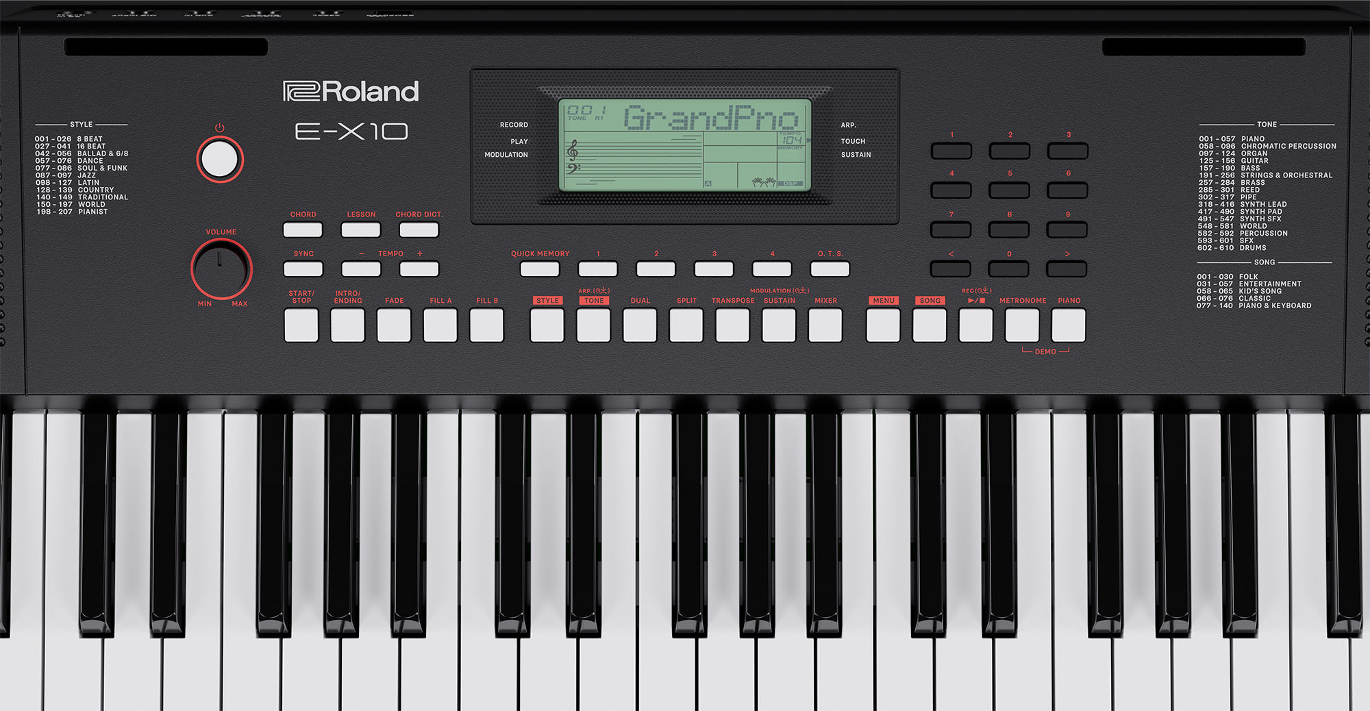 Roland E-X10 Teclado Iniciação 600 Sons 200 Ritmos e Entrada Microfone