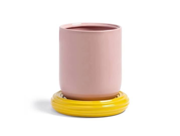 &klevering - Churros Blumentopf, Ø 19,5 x 21 cm, blush / gelb