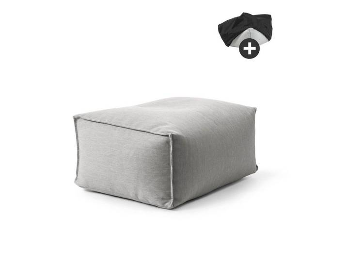 mokebo Pouf Der Ruhestifter (mit Schutzhülle), Made in Germany, Outdoor Sitzhocker, Fußhocker eckig in Lichtgrau