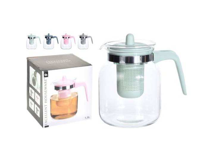 EXCELLENT HOUSEWARE 76320 glazen theepot, transparant, 1,5 l