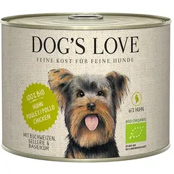 Dog's Love Bio 200g Dose Hundenassfutter 6 x 200 Gramm Huhn mit Buchweizen, Sellerie & Basilikum