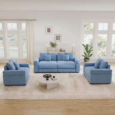 GDFStudio - 3-Piece Oversized Cloud Soft Corduroy Modular Sectional Sofa with Ergonomic Deep Seat