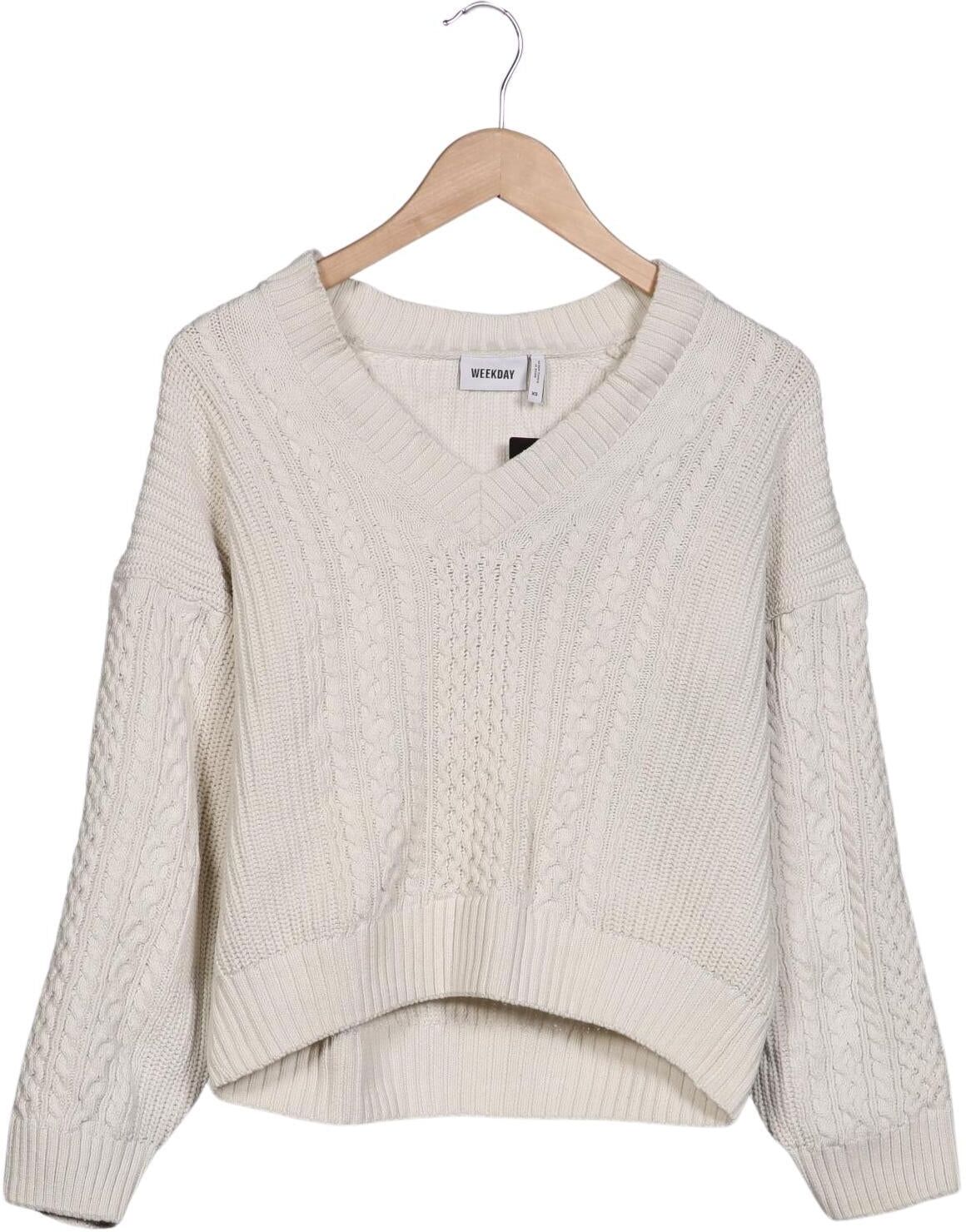 Weekday Damen Pullover, Cremeweiß, Gr. XS, Baumwolle - Second Hand