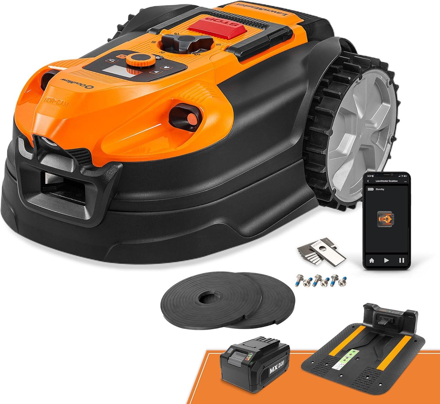 Lawnmaster OcuMow?18 m?hroboter ohne begrenzungskabel fš¹r bis zu 800O 4ah Batterie Optische Navigation, Hindernisvermeidung, Automatische Ladestation, Verbotene-Zone-Funktion, WiFi & Bluetooth APP