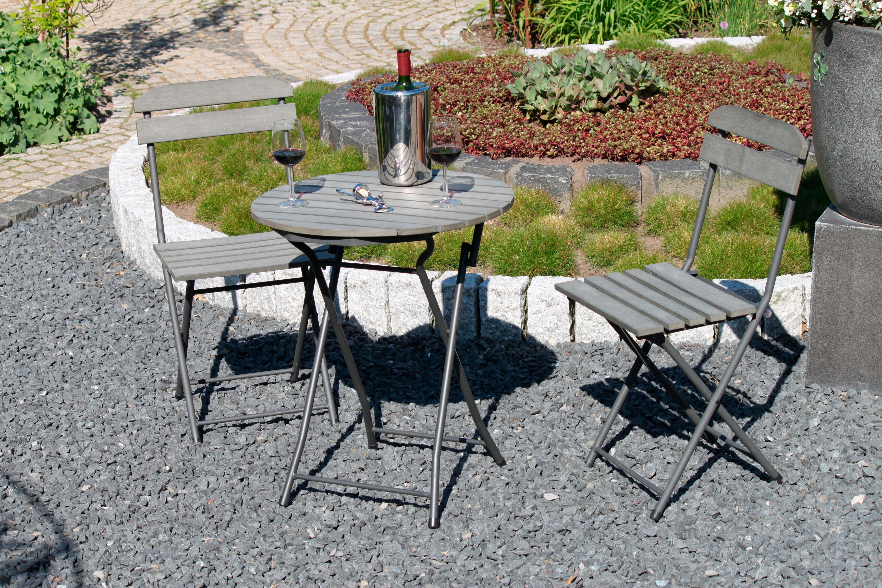 Balkonset GARDEN PLEASURE "Lugo", grau (anthrazit, grau), Sitzmöbel-Sets, Balkonset