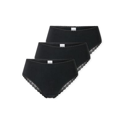 Brasilslip SCHIESSER "Modern Multipacks", Damen, Gr. 38, schwarz, Single Jersey, Obermaterial: 95% Baumwolle, 5% Elasthan, körpernah, Unterhosen, Spitzenbänder, Single-Jersey, Baumwollmischung