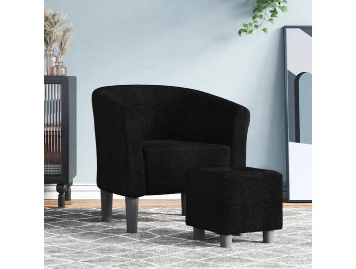 Noir Fauteuil simple Magnifique Chaise cabriolet - avec repose-pied noir tissu 70x56x68cm CL9965272