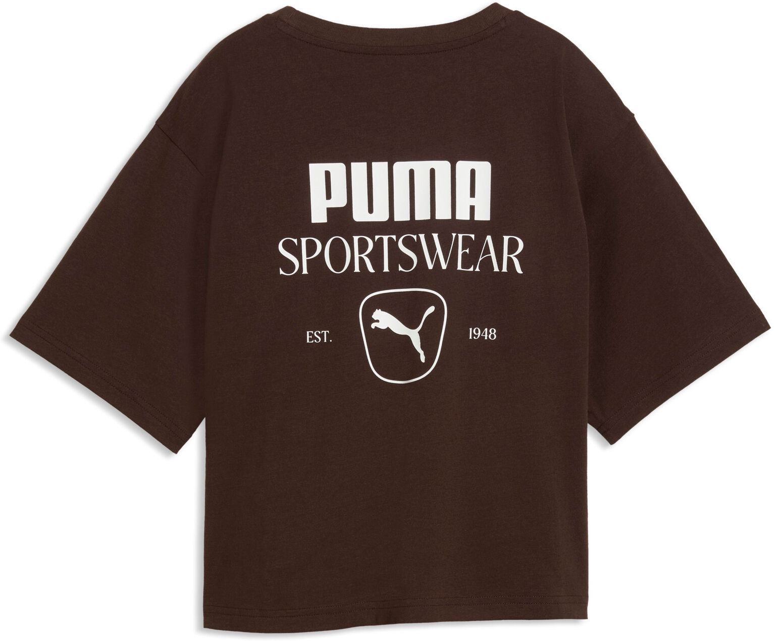 T-Shirt PUMA "CLASS RELAXED GRAPHIC TEE", Damen, Gr. S, braun (chocolate fondue), Jersey, Obermaterial: 100% Baumwolle, unifarben, relaxed fit kurz, Rundhals, Shirts T-Shirt, mit kurzem Schnitt, Kurzarmdesign, unifarbenes Design, Relaxed Fit chocolate fon