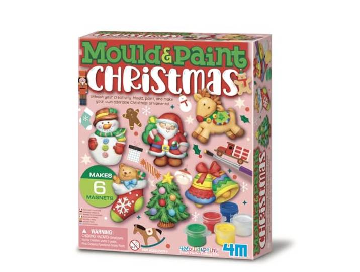 4M 4808 Modelleer en schilder kerstfiguren, creatieve set, creëer met krijt en verf koelkastmagneten, meerkleurig, 5-12 jaar