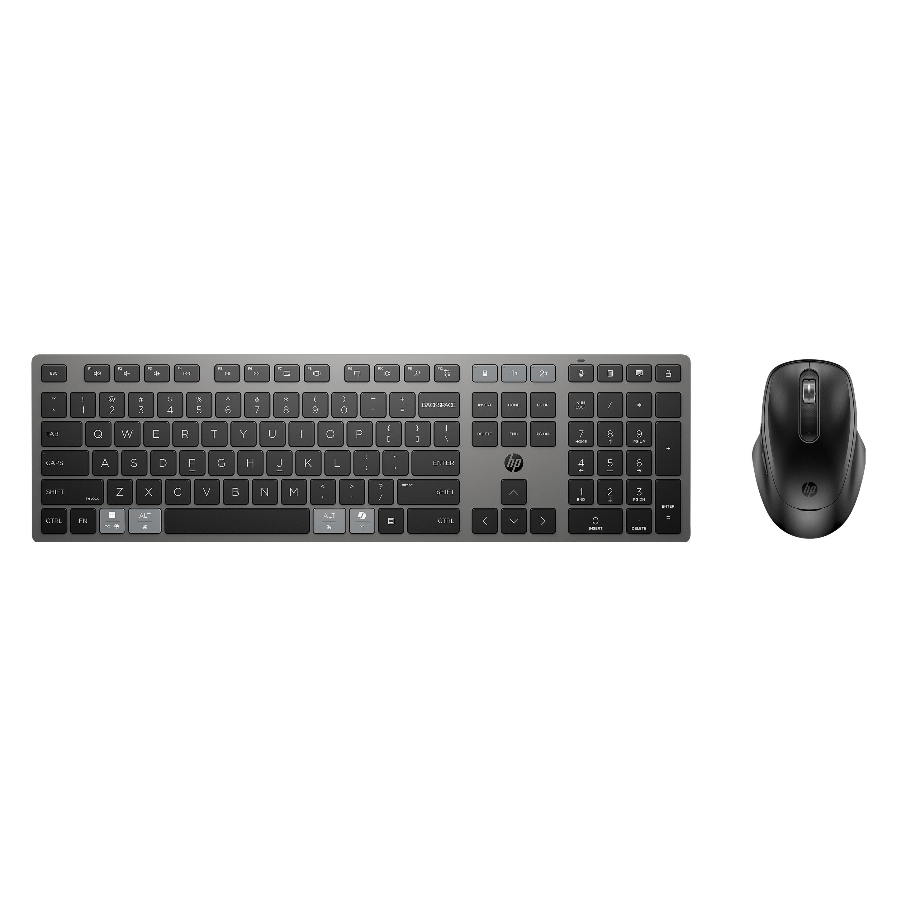 HP 720 Kombo mit wiederaufladbarer kabelloser Tastatur und Maus für mehrere Geräte (Eng. Int., Kabellos) (9T5A9AA#ABB)