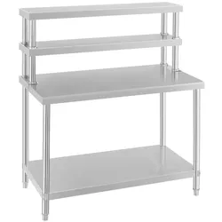 Royal Catering Edelstahl-Arbeitstisch mit Aufsatzboard - ECO - 120 x 60 cm - 500 kg - 2 Ablagen -