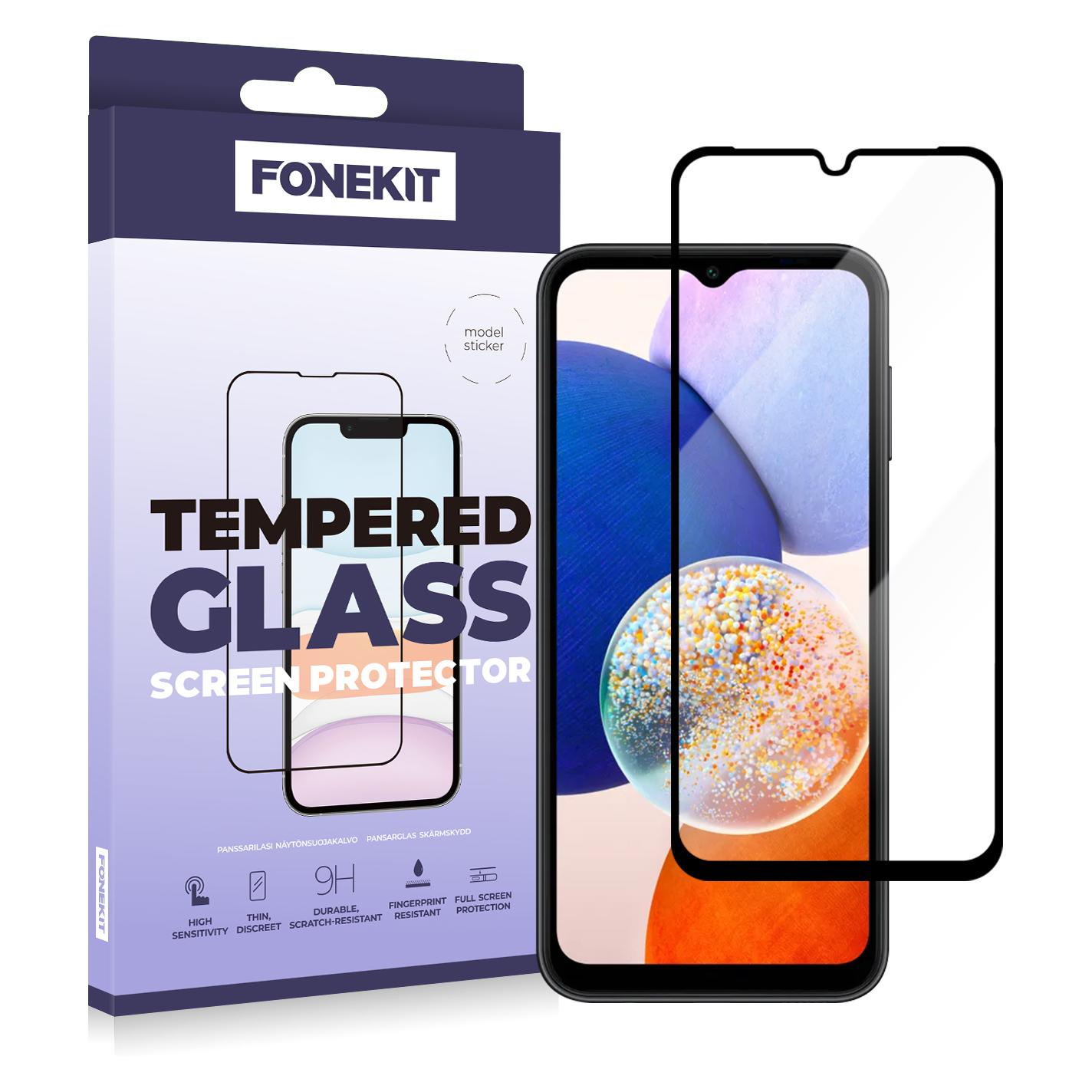 FoneKit Full Cover -panssarilasi, Samsung Galaxy A15, musta (1 Stk., Samsung Galaxy A15) (Galaxy A15 2.5D full)
