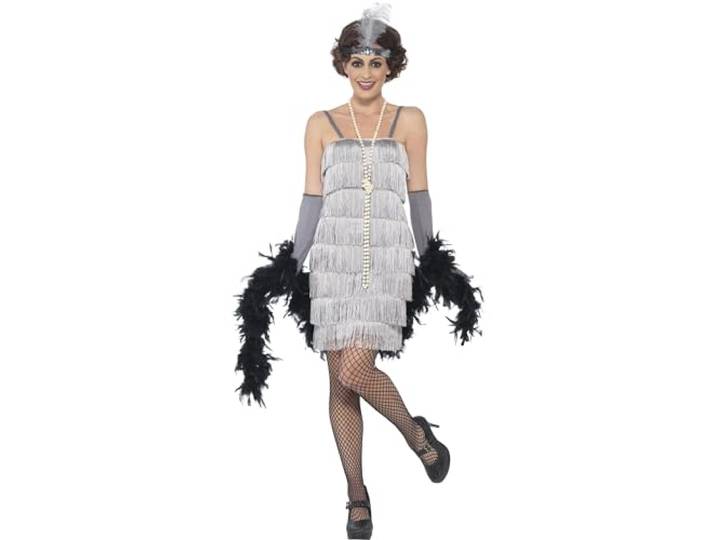 Smiffys Flapper Costume, Silver