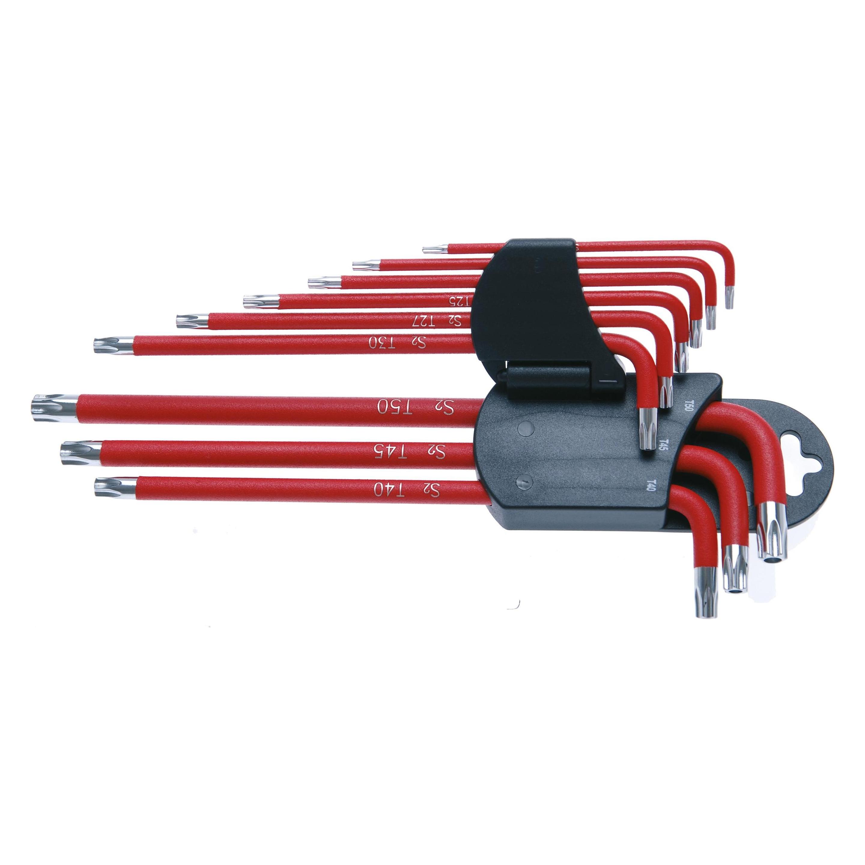 BGS Winkelschlüssel-Satz T-Profil (für Torx) / T-Profil (für Torx) mit Bohrung T10 - T50 9-tlg. (35105)