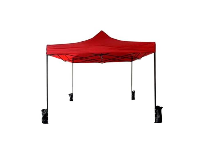Rebecca Mobili Faltpavillon Gartenpavillon Rot mit 4 Gewichten Polyester Metall Transporttasche Messe Terrasse Party - 3,1x3x3 m (H x B x T) - Art. RE6328