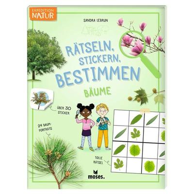 Rätseln, Stickern, Bestimmen - Bäume, Taschenbuch von Sandra Lebrun, Moses verlag, 978-3-96455-315-7