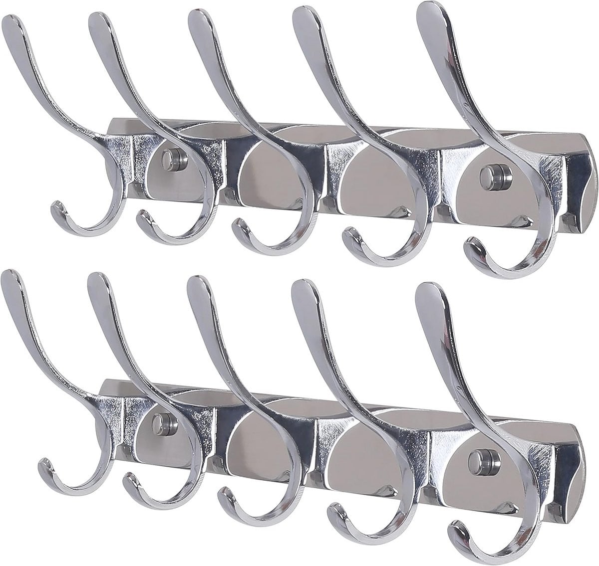 Moderne metalen wandkapstok met 5 haken voor jassen en kleding