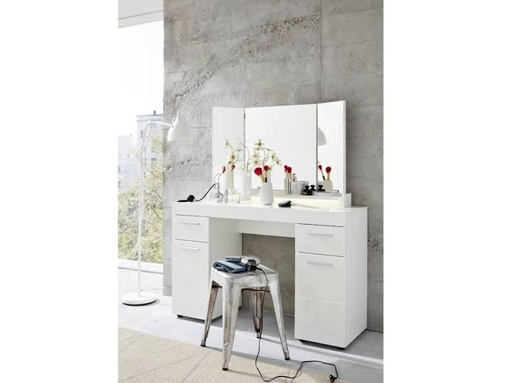 trendteam Schminktisch Amanda, Spiegel Schminkkommode Kosmetiktisch Frisiertisch Weiß 120x141x41cm