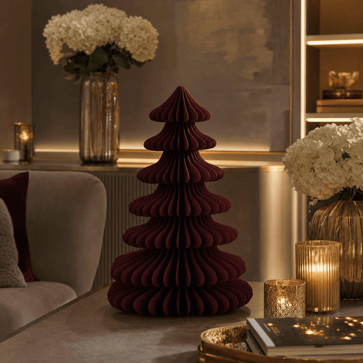 Large Burgundy Paper Christmas Tree Ornament