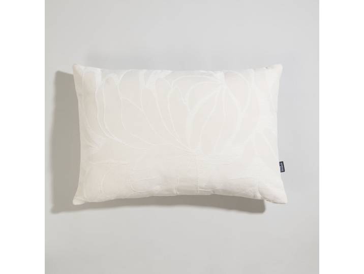 Kissen aus ecrufarbenem Jacquard-Baumwollgewebe mit Blattmuster, 60 x 40 cm