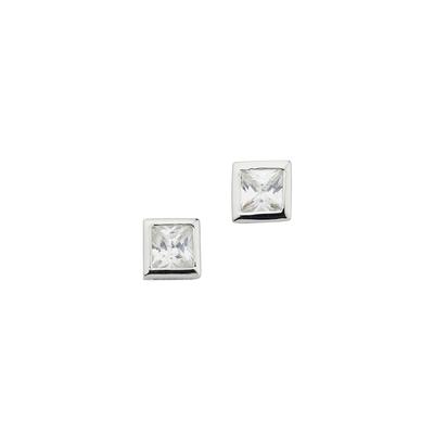 Paar Ohrstecker FIRETTI "Schmuck Geschenk Silber 925 Ohrschmuck Ohrringe Princess", silber (silberfarben, kristallweiß, kristallweiß), Ohrringe, Damen, Silber 925 (Sterlingsilber), mit Zirkonia (synth.)