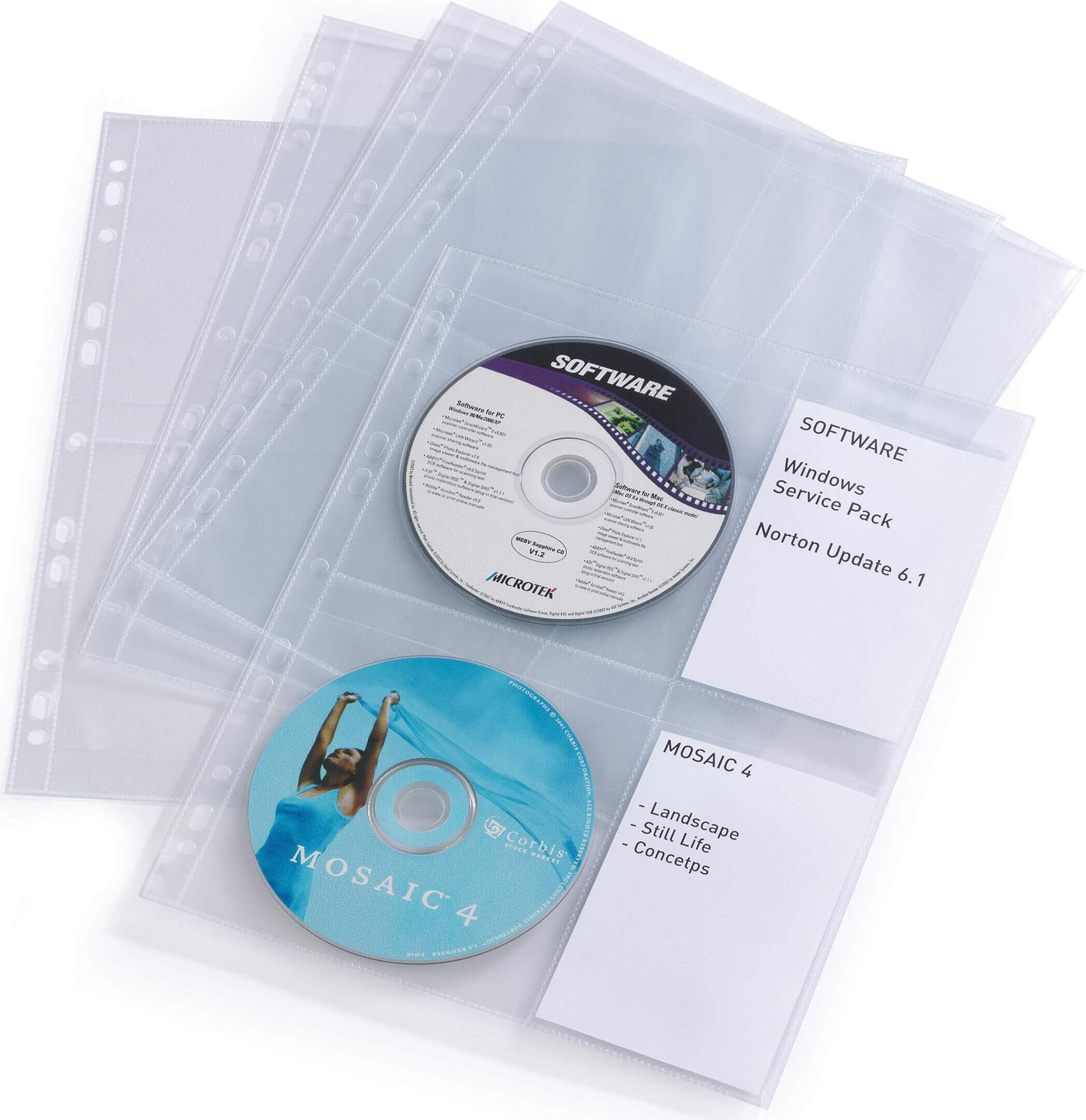 Durable CD/DVD Cover Light archiveerbaar met etikethoes, 10 stuks, Transparant