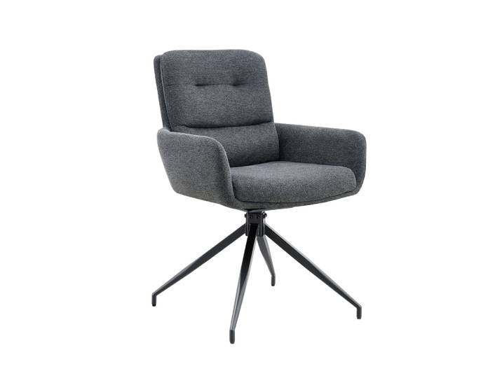 Lot de 2 fauteuils pivotants modernes en tissu gris foncé