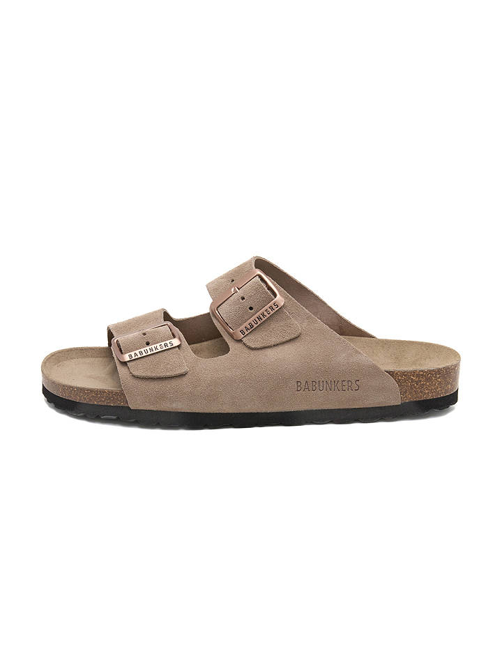 BABUNKERS Family Leder-Pantoletten in Beige - 46