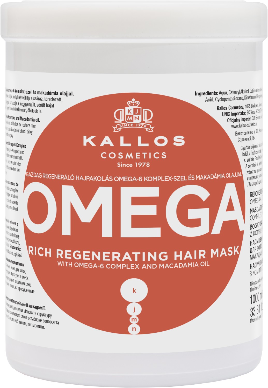 Kallos KJMN Omega Rich Repair Hair Mask 1000 ml KA-KJMN1152