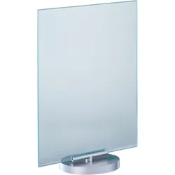 T-Aufsteller A4, drehbar, mit Acryl im Glaslook und Sockel A4, Acryl (PMMA), transparent, silber