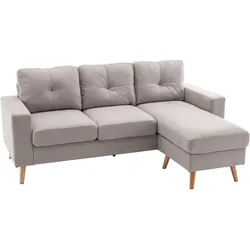 ECKSOFA Eckcouch in L-Form, Eckgarnitur in Leinenoptik Couchgarnitur Hellgrau